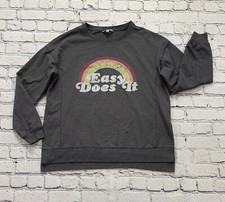 Wildfox Women s M Graphic Easy Does it Charcoal Rainbow Sweatshirt Lounge