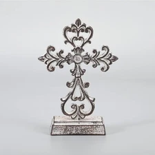 Metal Cross Stand Tabletop for Home Decor 10" H
