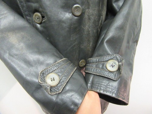 VINTAGE WW2 GERMAN LEATHER KREIGSMARINE HALF BELT JACKET SIZE L - Picture 8 of 21