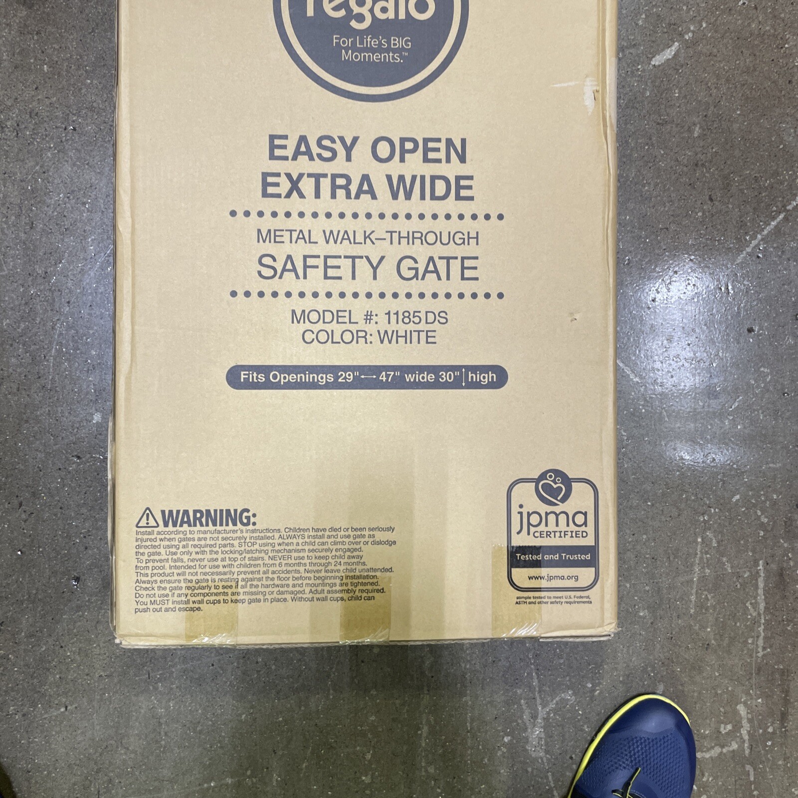 Open 47Inch Extra Wide Walk Thru Baby Safety Gate, White, Ages 6 to 24