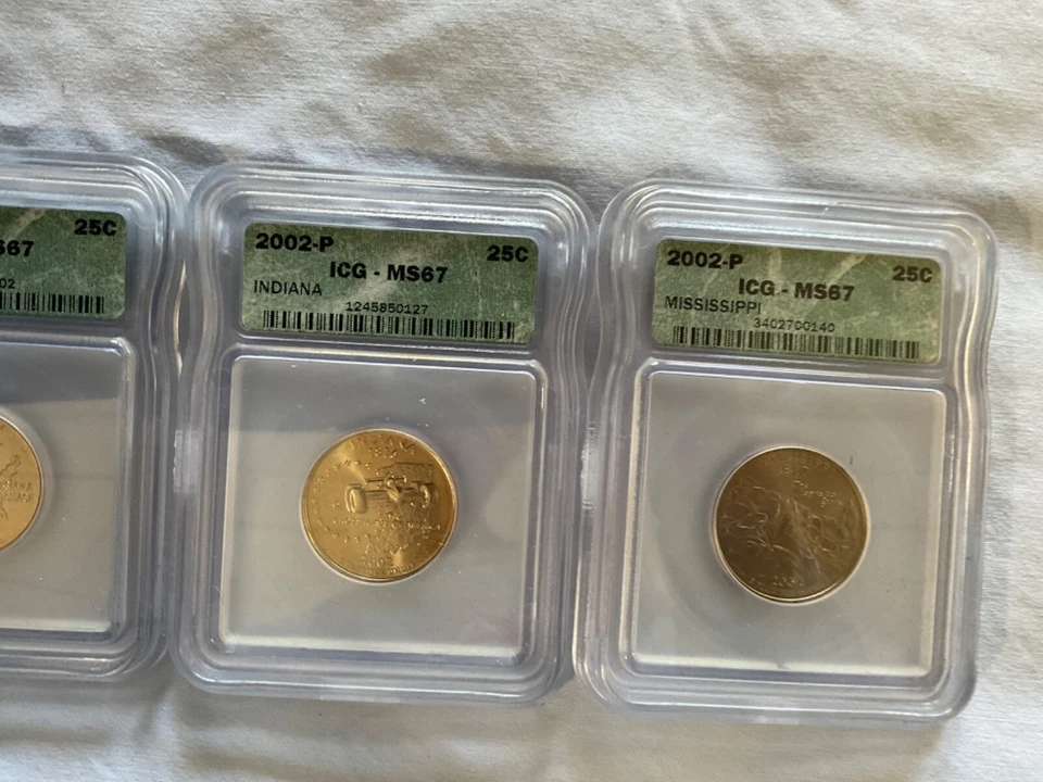 Year 2002 United States mint state quarters lot of five graded by ICG - Image 3 of 3