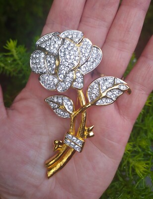 Nolan Miller Rose  Pavé Austrian Crystal Brooch
