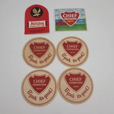 Vtg Lot of Chief Oshkosh Beer Brewery Coasters And Labels 