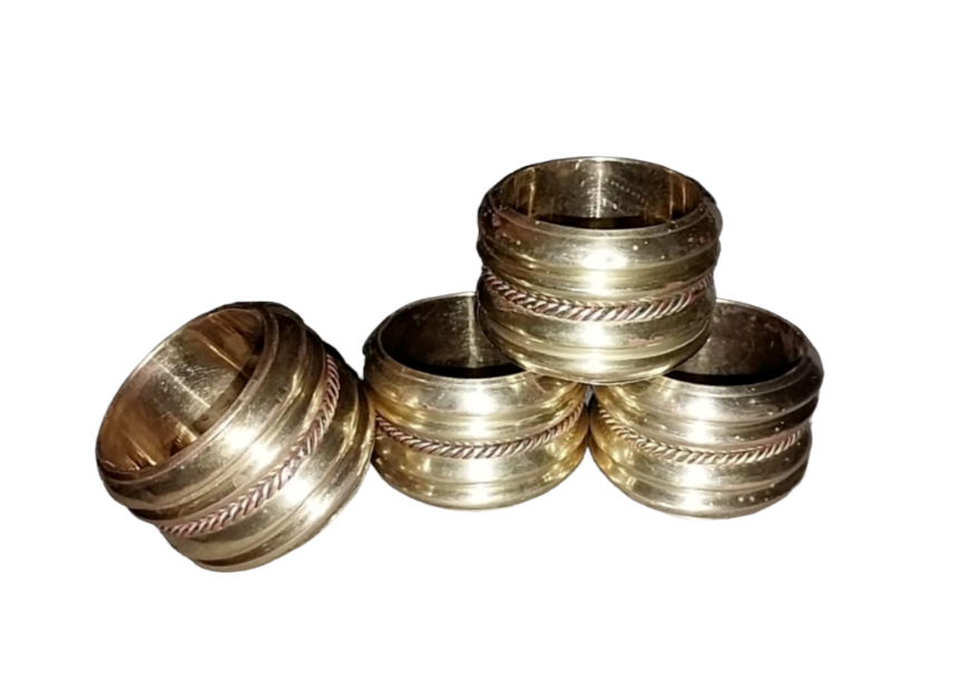 Vintage Brass Copper Wire Wrapped Napkin Rings Set of 4