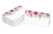 Table Place Card Watercolor Floral Themed Tent Style Cards Pack of 25 Half-Fo...