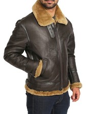 Genuine Sheepskin Flying Jacket Classic Bomber B3 Aviator Brown Ginger Shearling