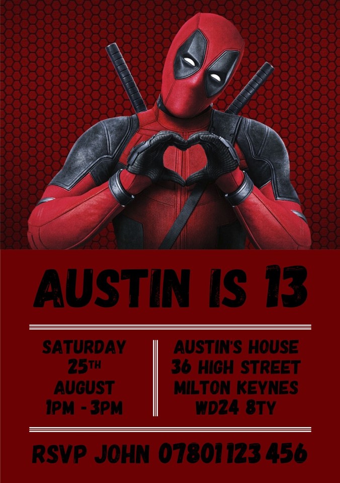 Deadpool & Wolverine Digital Birthday Party Invitations Personalised