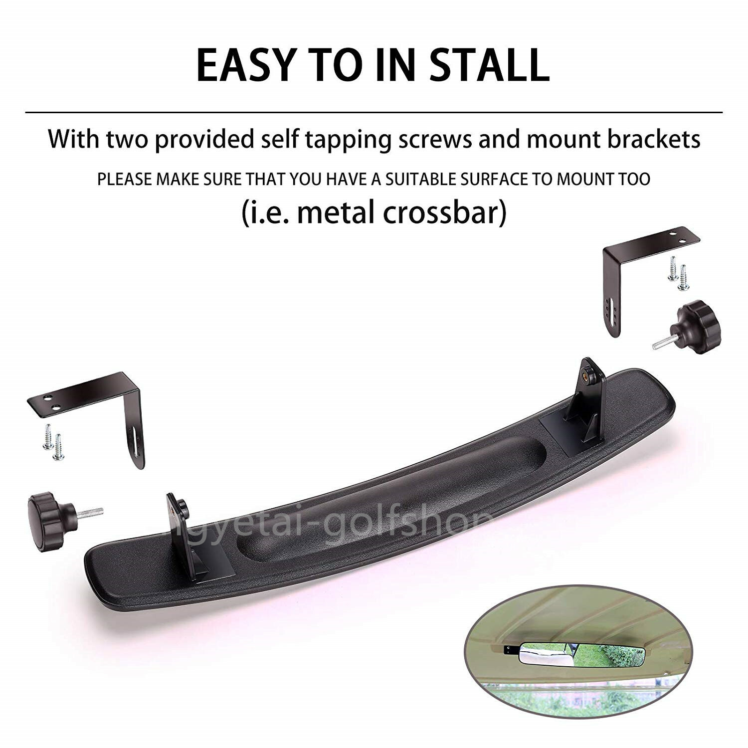 Golf Cart Rear View Mirror & Folding Side Mirrors for Yamaha EZGO Club