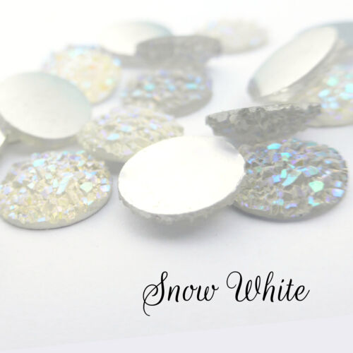 10 x Snow White AB Druzy 11.5 - 12mm Cabochon Perfect for Earrings - Foto 1 di 1