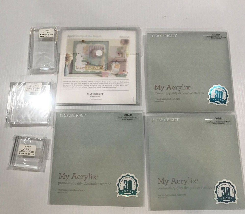 Cricut Close to My Heart Artbooking Collection 3 Stamp Sets Acrylix & Blocks Lot