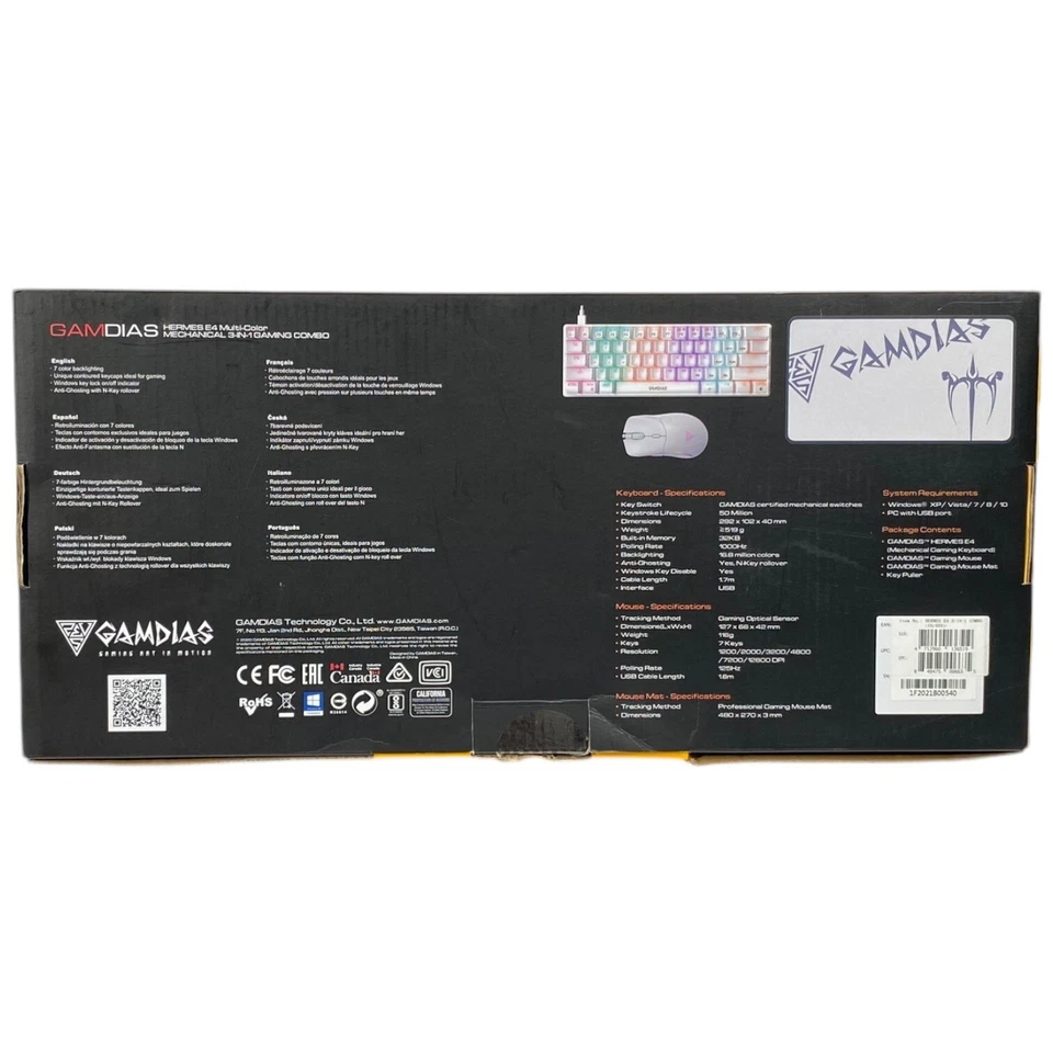 Wired Mechanical Keyboard GAMDIAS Hermes E4 Combo Multi-Colored W/ Mouse and Pad - Image 2 of 4