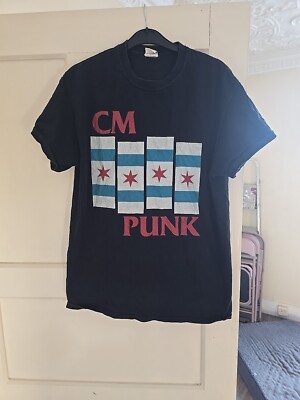 CM Punk Medium T-Shirt Chicago Black Flag WWE AEW ROH NJPW Straight Edge Sxe TNA