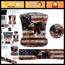 Ergonomic Keyboard Wrist Rest  Mouse Pad Set, Non-Slip Support, USA Flag Design
