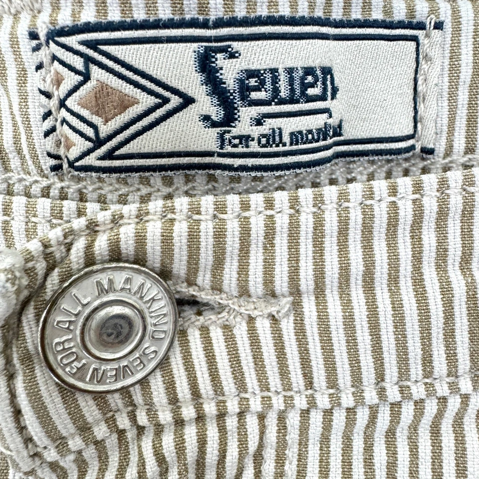 7 For All Mankind Womens Flare Pants Sz 29 Vintage Low Rise Striped Cotton Gray - Image 2 of 4