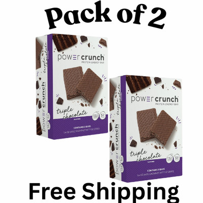 ( 2 Pack ) Power Crunch Original Protein Bars, Triple Chocolate, 1.4 oz, 5 Count