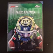 2025 Topps Chrome F1 Oliver Bearman RC Helmet Collection Green Refractor /99