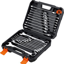 32-piece Combination Wrench Set Sae And Metric 14-1 7mm-22mm 12 Point C