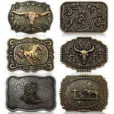 6 Pcs Vintage Western Belt Buckle Set for Men Women - Rodeo Cowboy Gifts