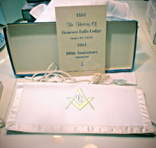 Vintage 100th Anniversary 1861 to 1961 Masonic Leather Apron with History