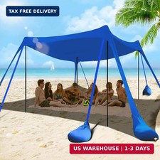 Beach Tent Sun Shelter 10x10FT Beach Shade Canopy with 8 Sandbags, UPF 5