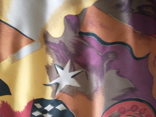Vintage Adrienne Vittadini Seidentuch braun/goldfarben Tribal Print groß 35/34 Zoll - Bild 10 von 10