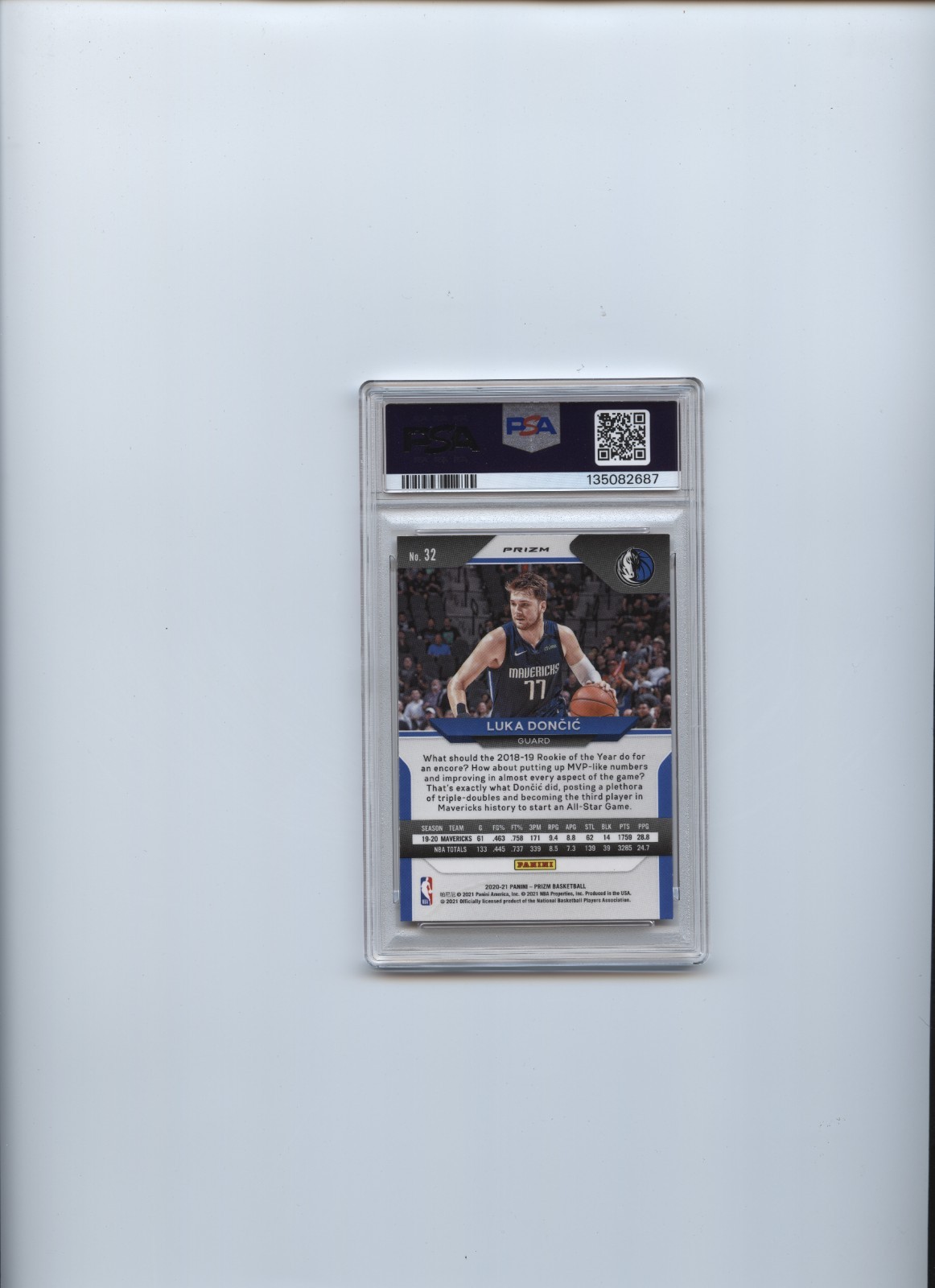 2020 PANINI PRIZM RUBY WAVE #32 LUKA DONCIC PSA 10 grade view 4
