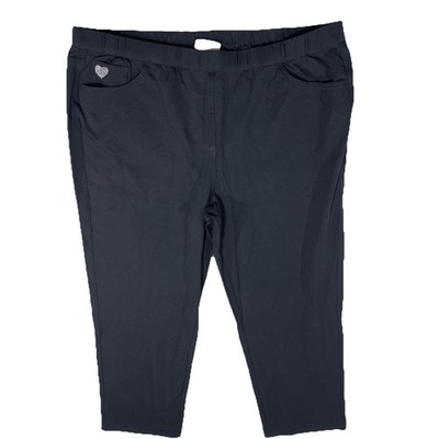Quacker Factory Womens Pant Plus 3X Dream Jeannes Pull-On Straight Black N6