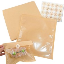 60 PCS Cookie Packaging Bags Seals 7.08x7.48 Inch Bakery Pastry Clear Window