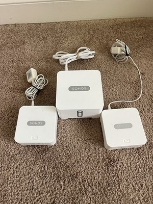 Sonos Connect Amp W/ 2 Bridge Sound System Tested White Wireless LOT