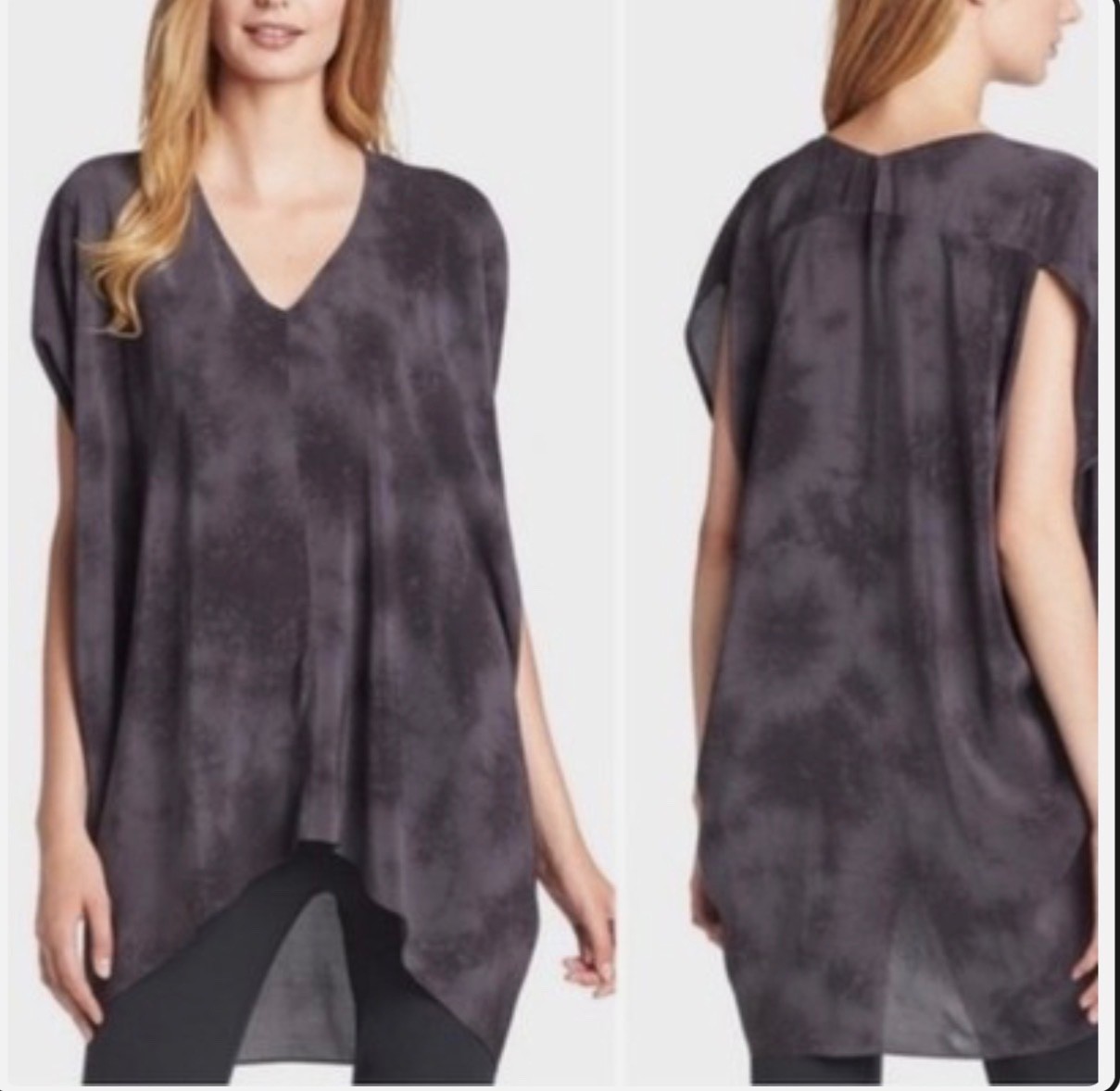 Eileen Fisher SZ M Crystalline Silk Shibori Washable Oversized Shirt