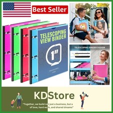 Expandable 3 Ring Binder 4-Pack - 1 Inch Telescoping Design for Easy Portability