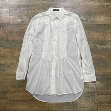 Dolce & Gabbana Cotton Sheer L/S Pintuck Shirt Tunic White Size 40 DG1225243