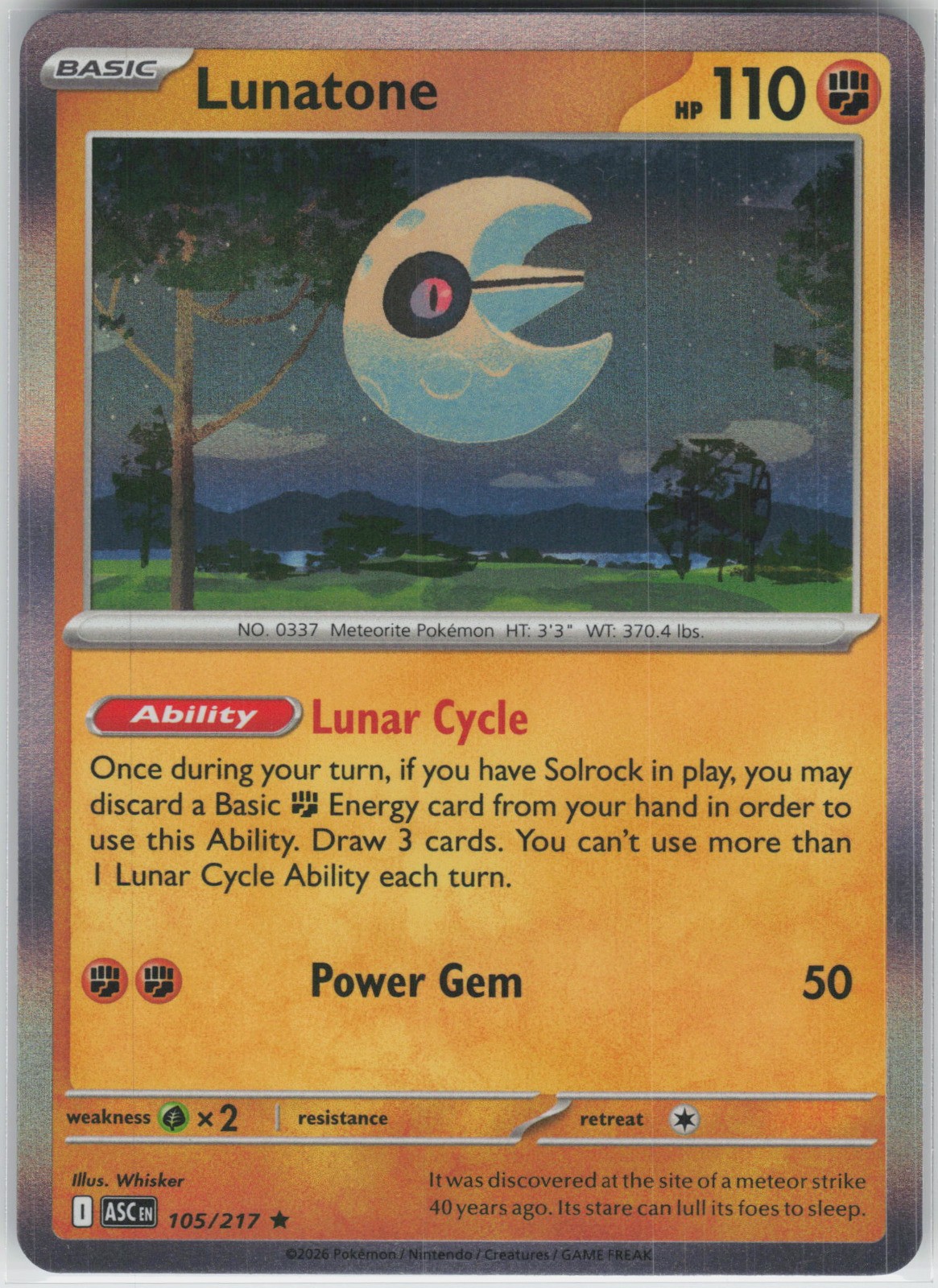 Lunatone Holo Rare ME: Ascended Heroes 105/217 NM