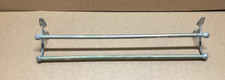 Antique 21" Nickel Brass Double Towel Bar Rack Old VTG Kitchen Bathroom 551-26B