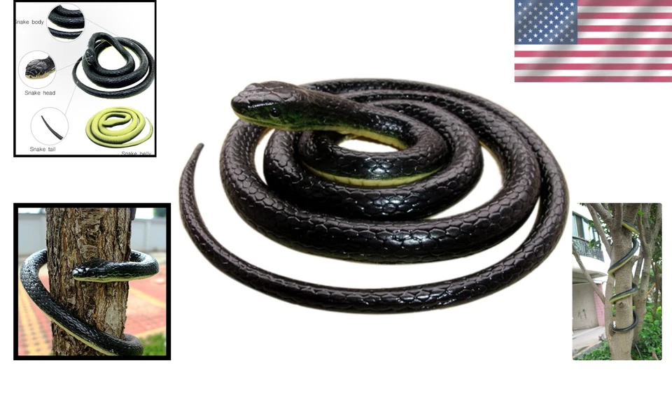 52-Inch Extreme Black Mamba Rubber Snake - Trick Toy for Kids and Adults Foto 2 de 4