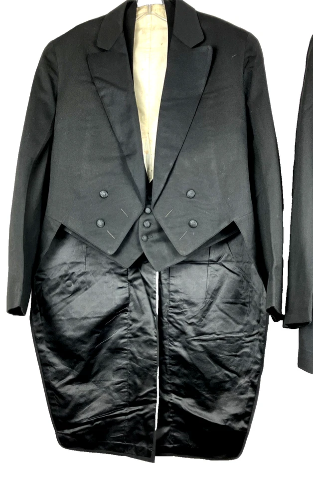 Raro 38 Wanamaker Juego 1910 Colas Chaleco Chaqueta Eduardiano 3 Piezas Esmoquin Boda Foto 2 de 4