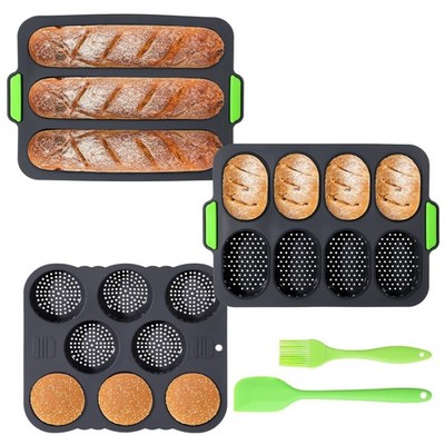 Silicone Hamburger Bun Mold Set of 5-3 & 8 Cup Silicone Hamburger Bun and Bag...