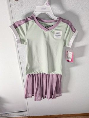Layer8 Girls Baby Tee/Pleaded Skort Set Sea Foam Lavender Colo Size 6 NWT $24.99