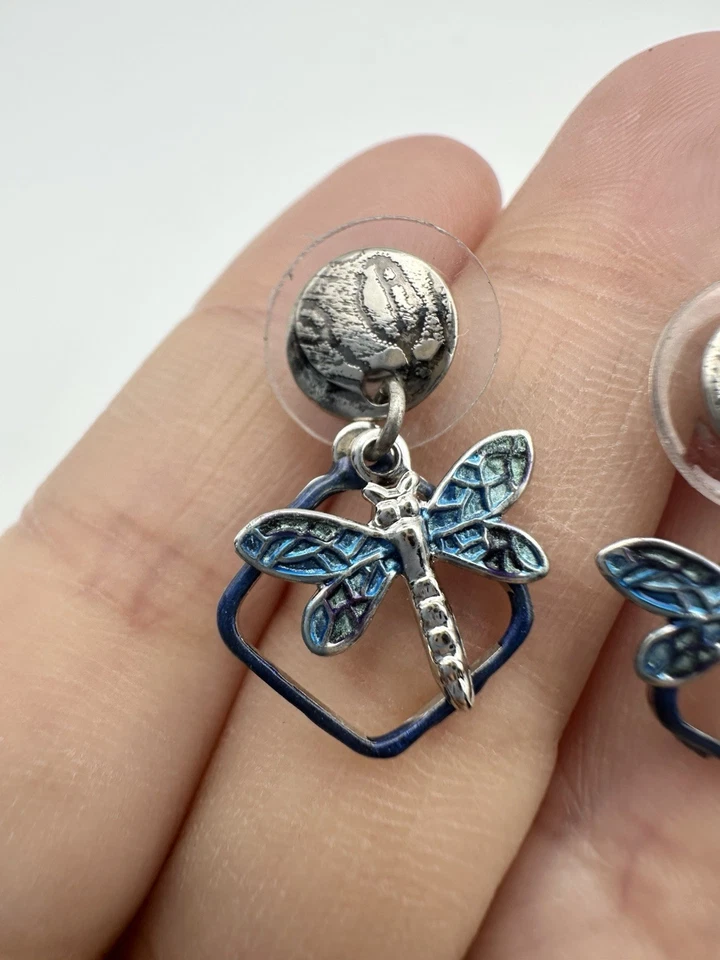 Pendientes Libélula Bosque Plata Artesanales Acero Quirúrgico Poste Alambre EE. UU. Foto 2 de 4