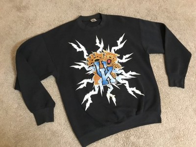 Vtg UK American Thunder Sweatshirt Sz L University Kentucky Lightning AOP Grail