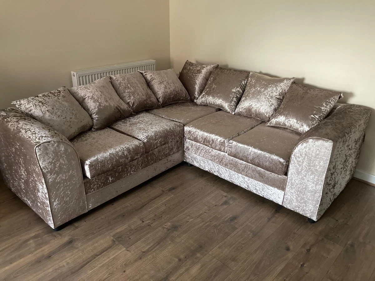 Crushed Velvet Sofa Mink Baci Living Room