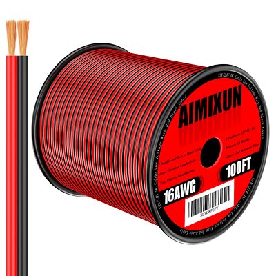 16 Gauge Electrical Wire 100FT 16 AWG 2 Pin Flexible Red and Black Cable 12V ...
