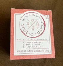 Set of 3 Scented Wine O Soaps Rosé Cabernet Prosecco Made In USA New