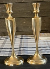 Bombay Co. Vtg Solid Brass Heavy Candle Sticks 11” Hollywood Oscar Silhouette