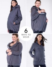 Seraphine Maternity & Babywearing Grey Waterproof 3 In 1 Coat Jacket Size 10 New