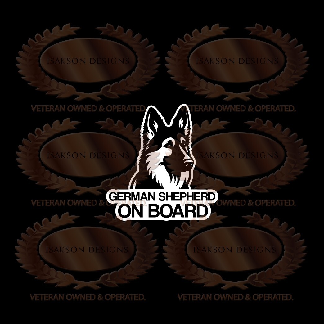 German Shepherd On Board Dog Canine Sticker Falak Tayyeb Platinum