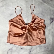 Zara Pink Satin Tank Top Womens Size Small Going Out Twist New Nwt K34