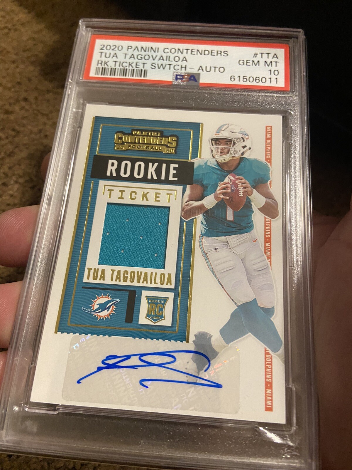 Tua Tagovailoa Panini Contenders Rookie Ticket Swatches #TTA Autograph
