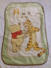 Winnie Pooh Tigger H for Hunny Luxury Plush Fleece Crib Baby Blanket Vintage