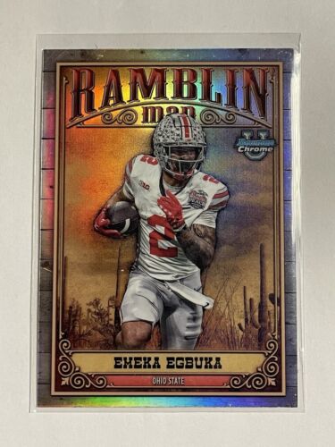 2023 Bowman Chrome U Emeka Egbuka Ramblin Man Refractor Insert #RM-11 Ohio State